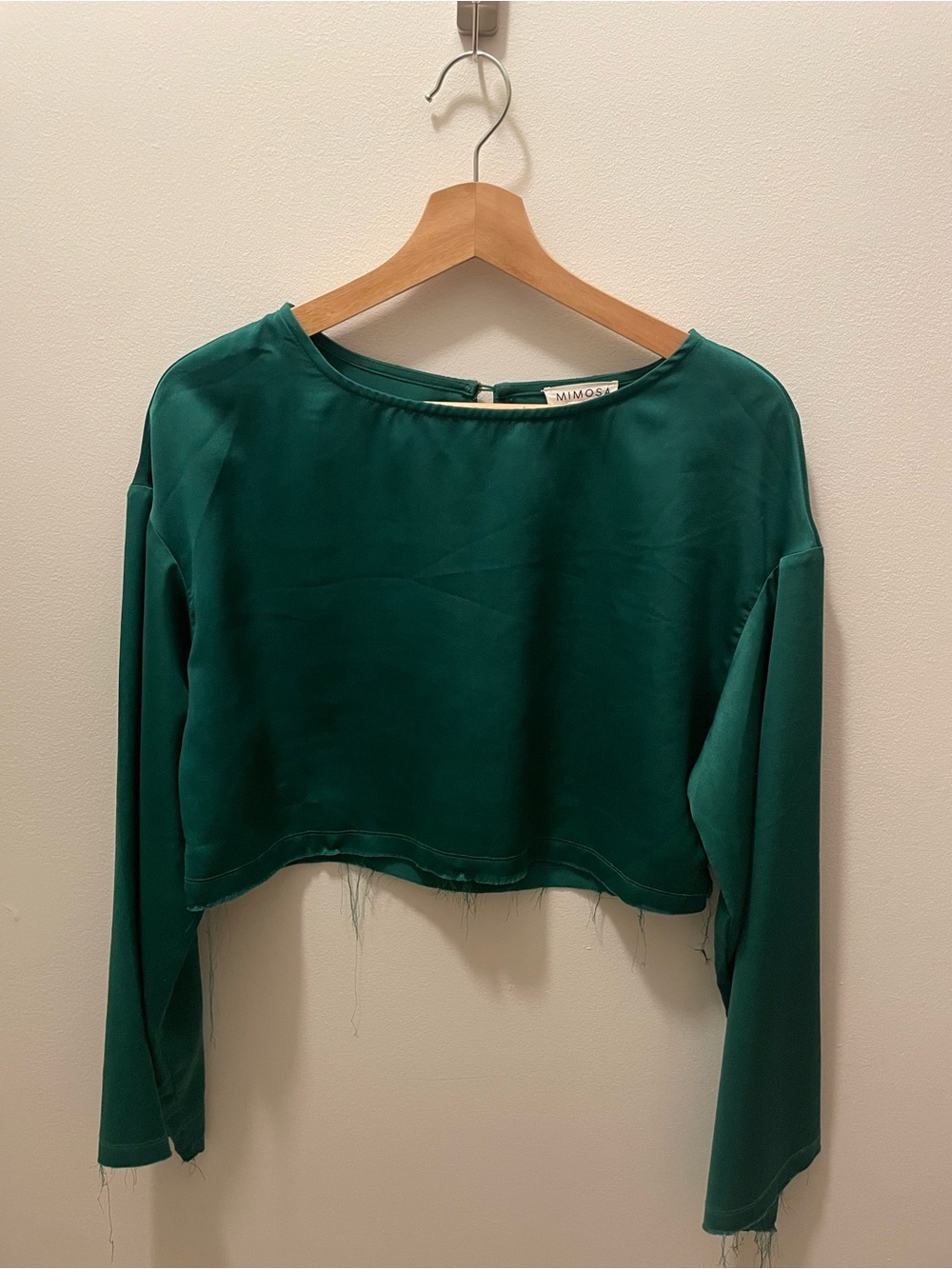 Mimosa Emerald Green Long-Sleeve Cropped Top